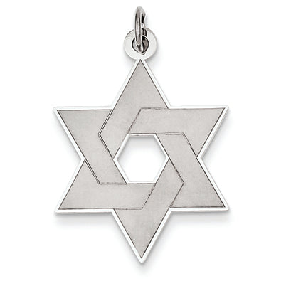 14K White Gold Laser Designed Star of David Pendant