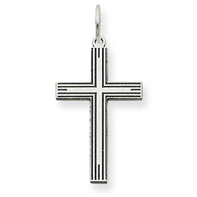 14K White Gold Laser Designed Cross Pendant