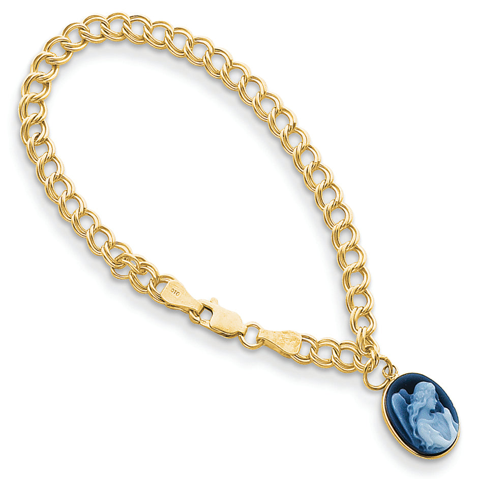 14K Gold Wings of Love1 Agate Guardian Angel Charm Bracelet