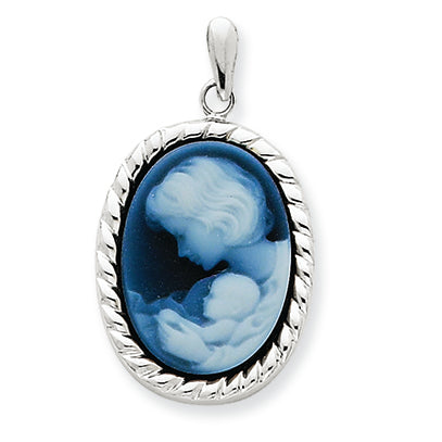 14K White Gold New Arrival III Agate Cameo Pendant