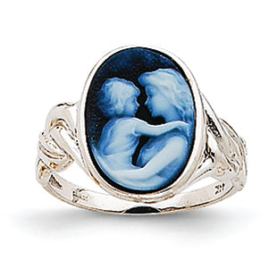 14K White Gold Everlasting Love 10x14mm Agate Cameo Ring