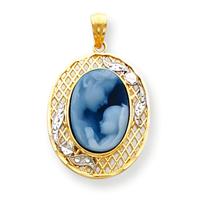 14K Gold Rhodium Heavens Gift Cameo Pendant