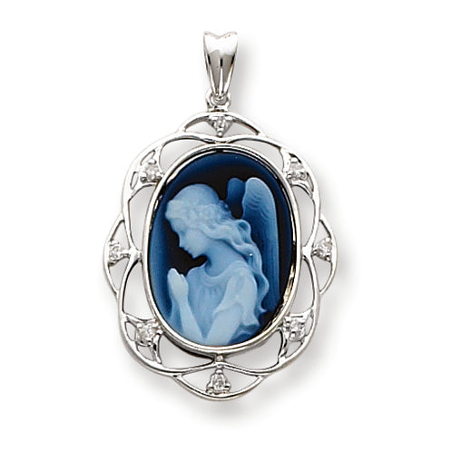 0.1 Carat 14K White Gold Wings of Love Diamonds Cameo