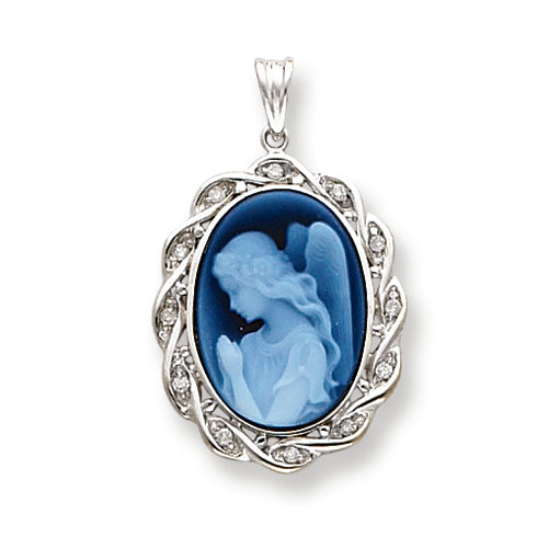 0.1 Carat 14K White Gold Wings of Love Diamonds Cameo