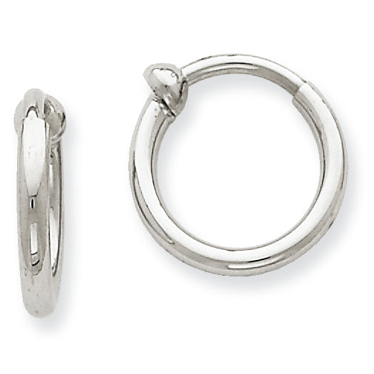 14K White Gold Non-Pierced Hoop Earrings