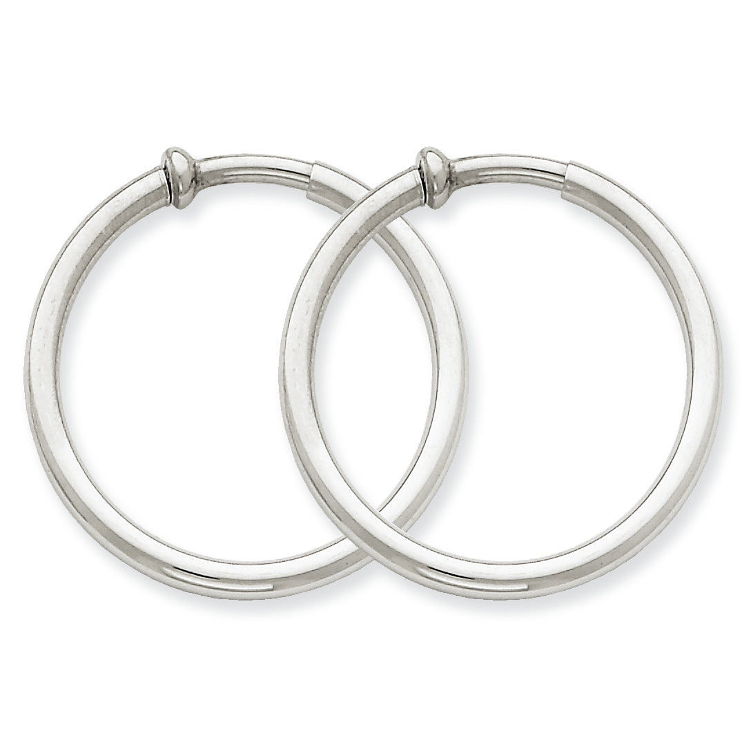 14K White Gold Non-pierced Earring Hoops Earrings