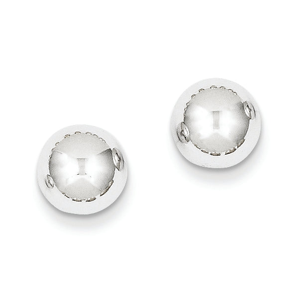 14K White Gold Polished 8mm Ball Post Earrings