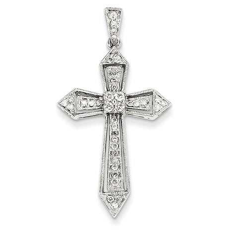 0.3 Carat 14K White Gold Diamond Passion Cross Pendant