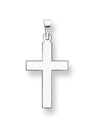 14K White Gold Polished Cross Pendant