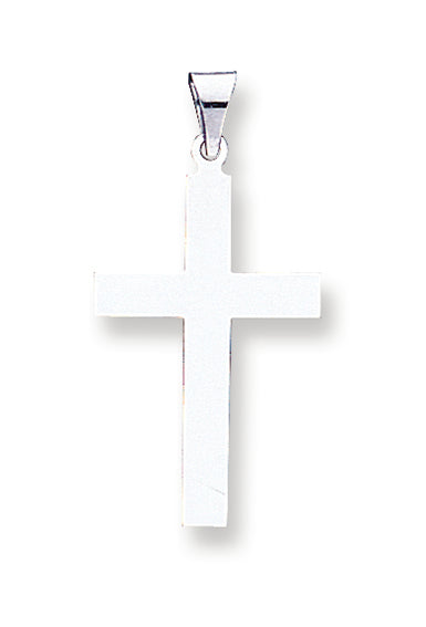 14K White Gold Polished Cross Pendant