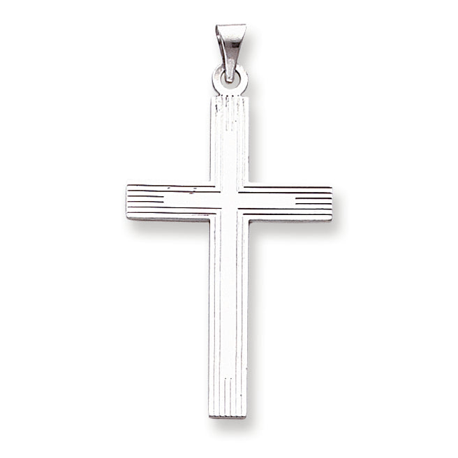 14K White Gold Solid Cross Pendant