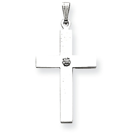 14K White Gold .02ct. Diamond Cross Pendant