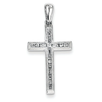 0.3 Carat 14K White Gold Diamond Latin Cross Pendant