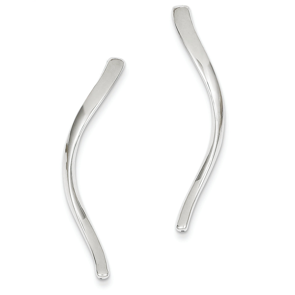 14K White Gold Long Curled Post Earrings