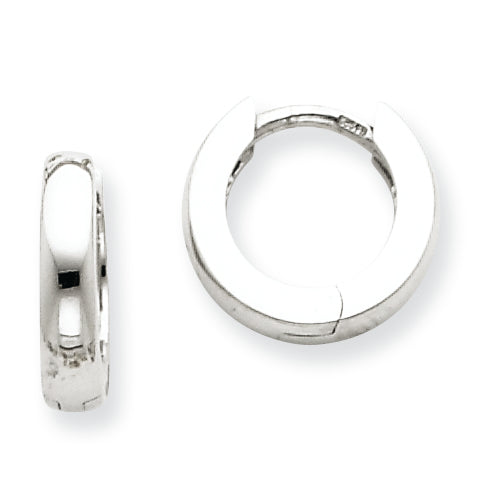 14K White Gold Polished Hinged Hoop Earrings