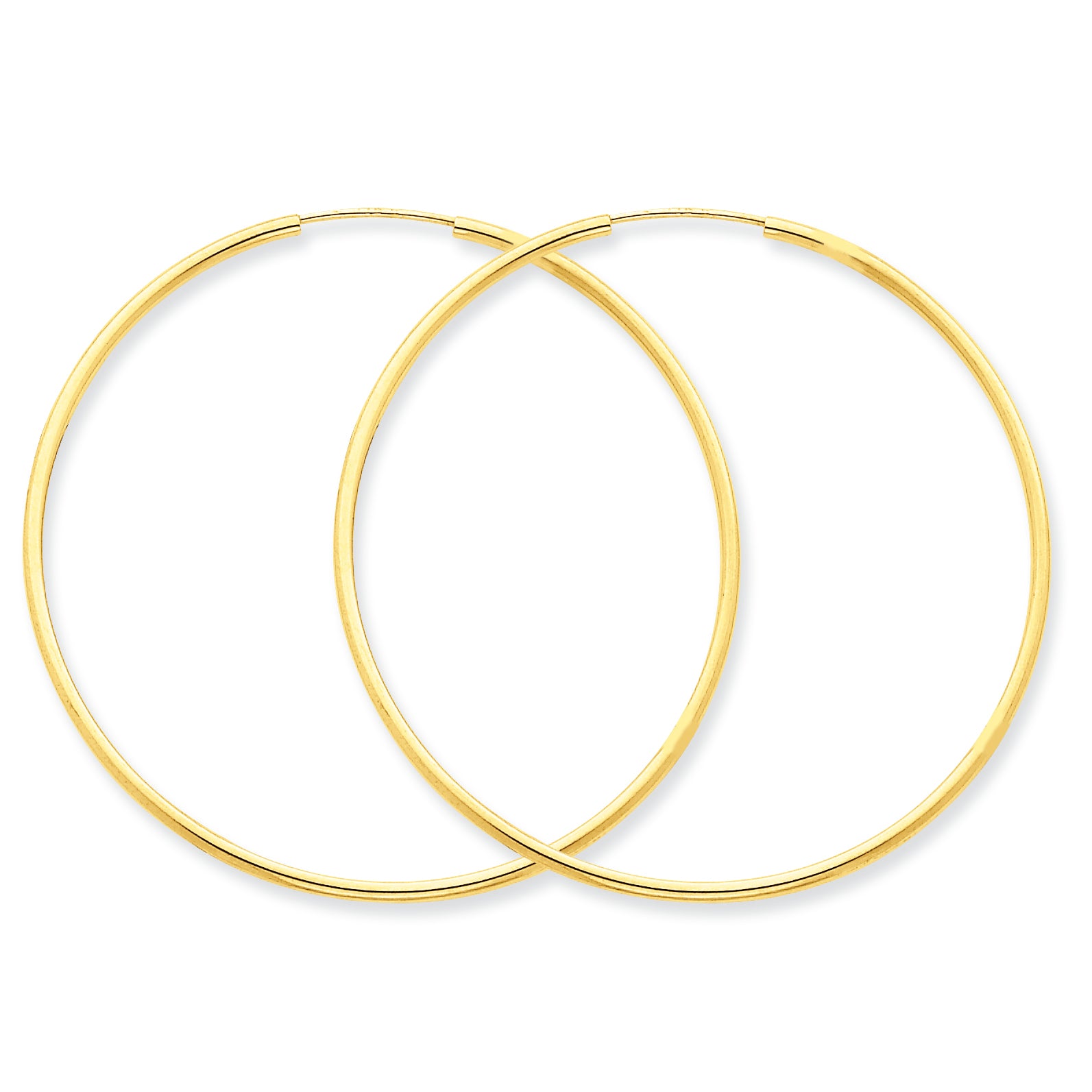 14K Gold 1.5mm Polished Round Endless Hoop Earrings