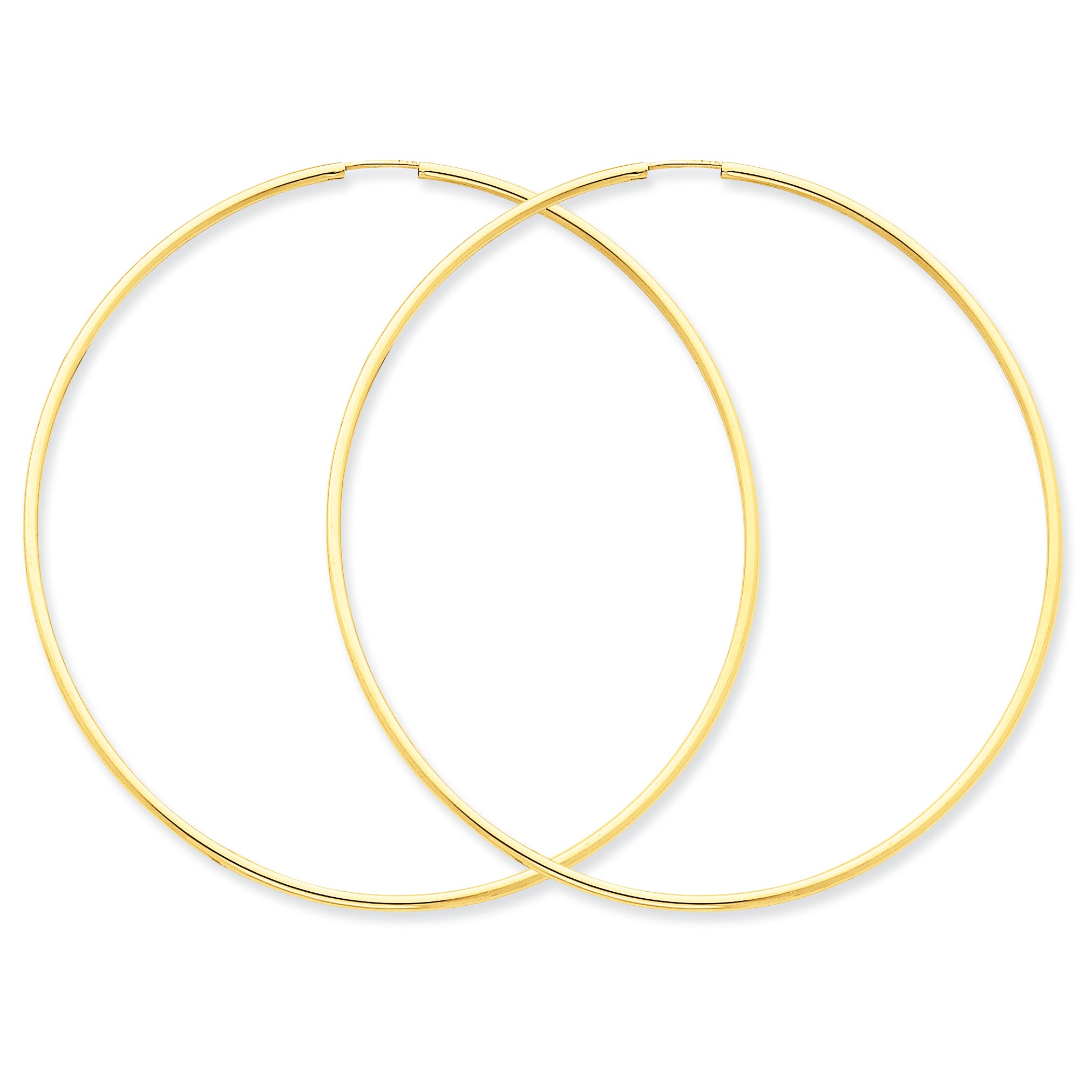 14K Gold 1.5mm Polished Round Endless Hoop Earrings