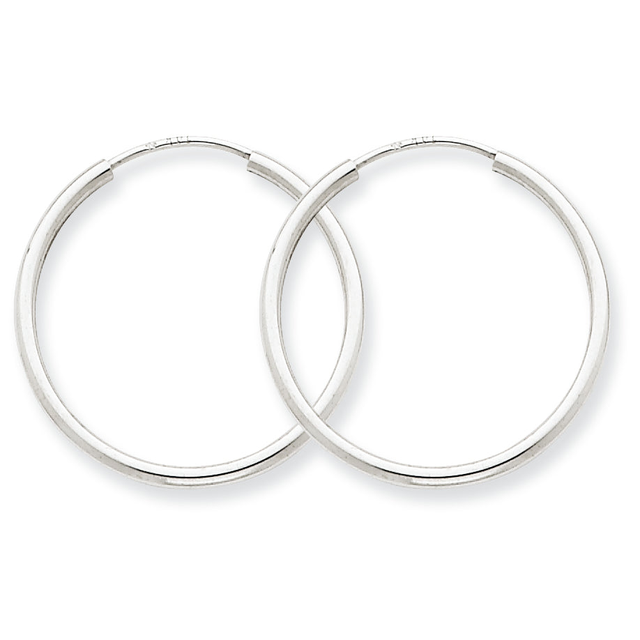 14K White Gold 1.5mm Polished Endless Hoop Earrings