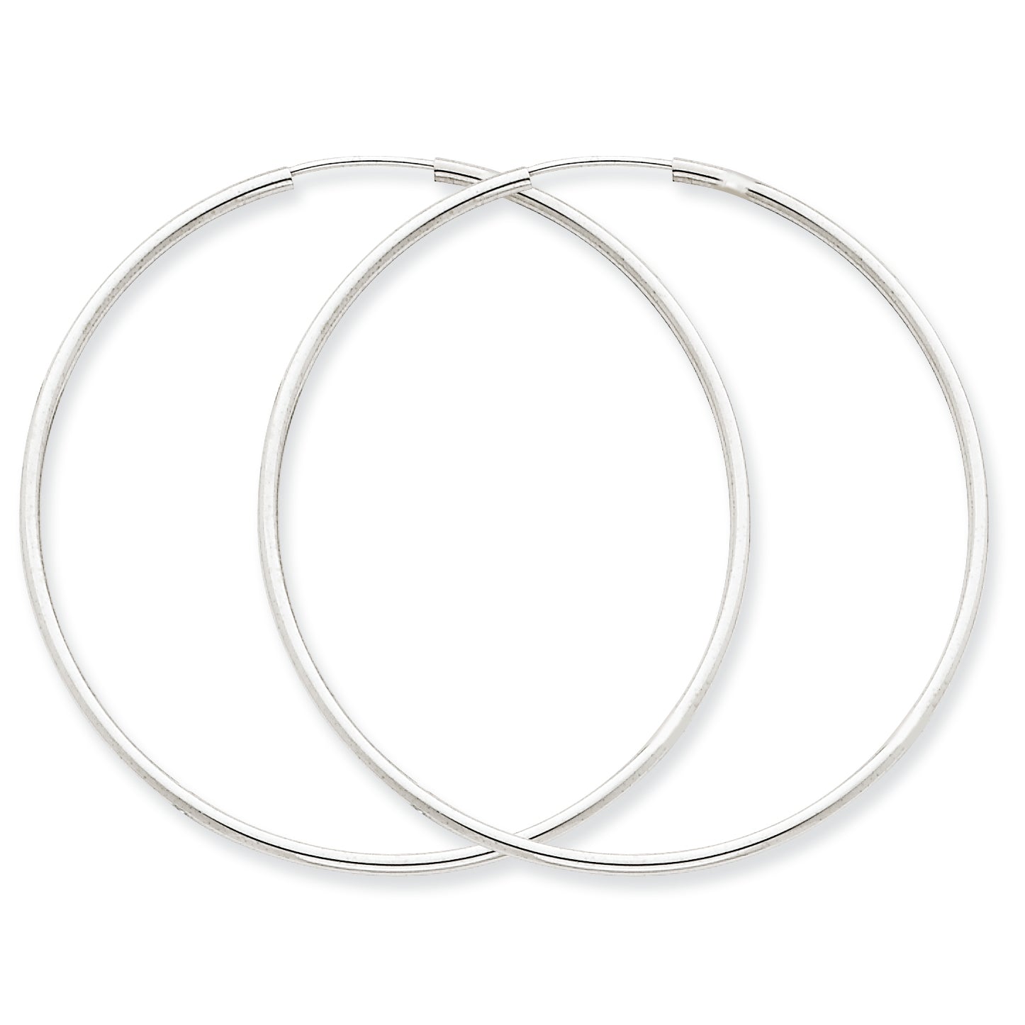14K White Gold 1.5mm Polished Endless Hoop Earrings
