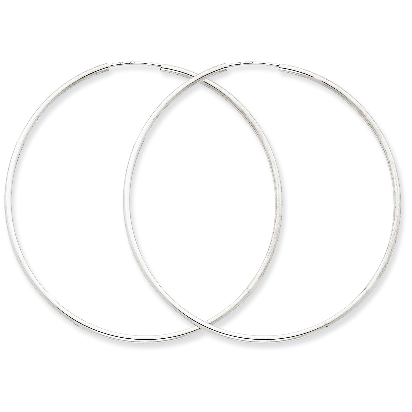 14K White Gold 1.5mm Polished Endless Hoop Earrings