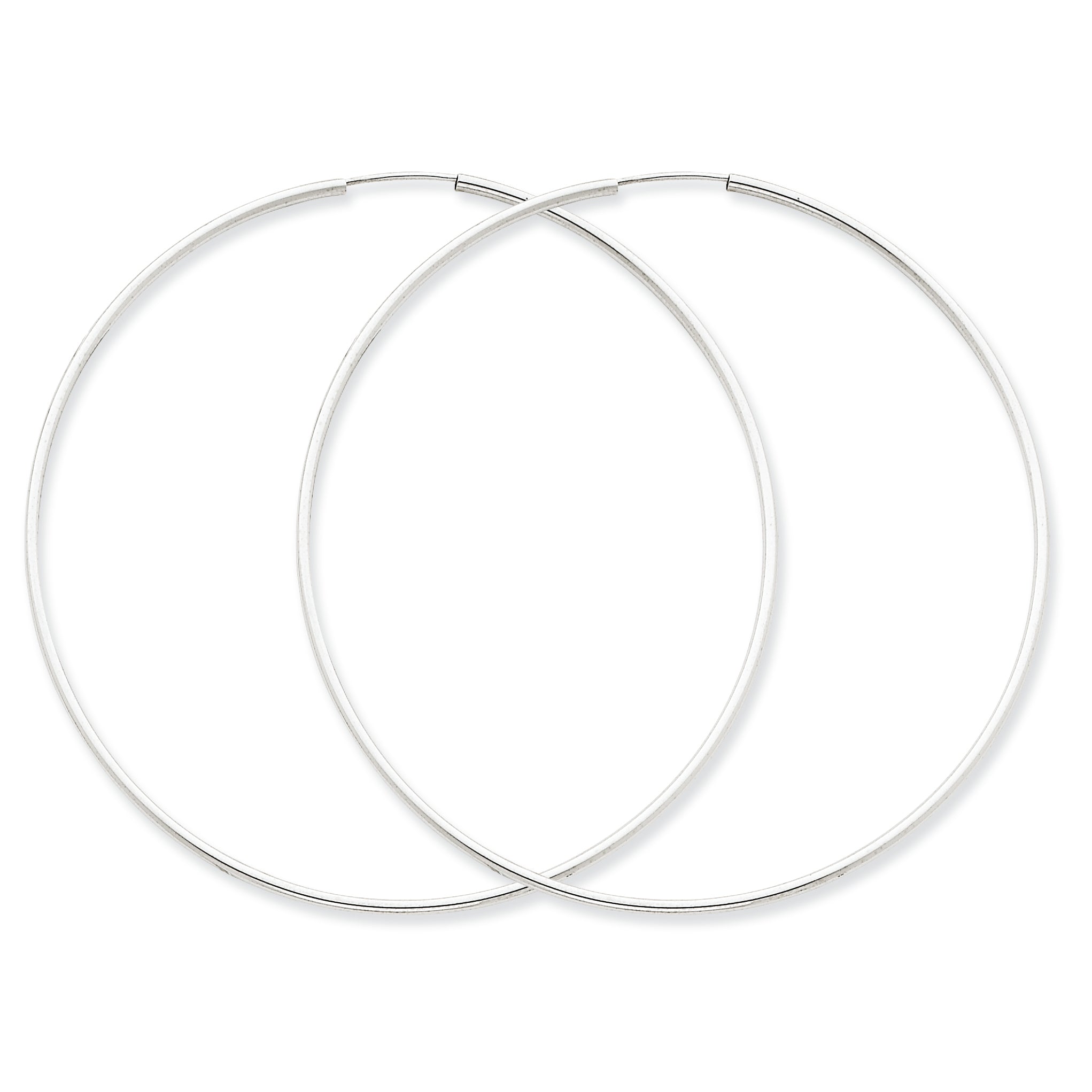 14K White Gold 1.5mm Polished Endless Hoop Earrings