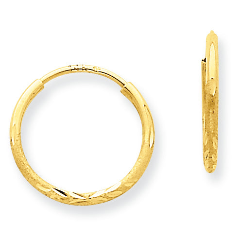 14K Gold 1.25mm D/C Endless Hoop Earring