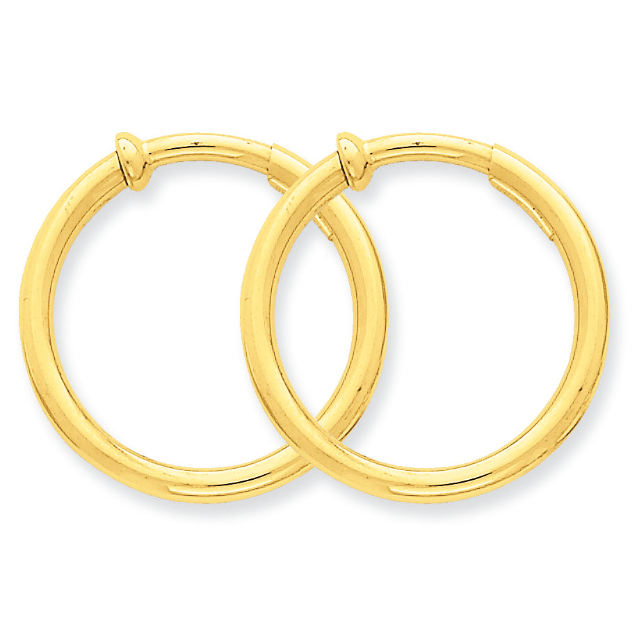 14K Gold Non-Pierced Hoops Earrings