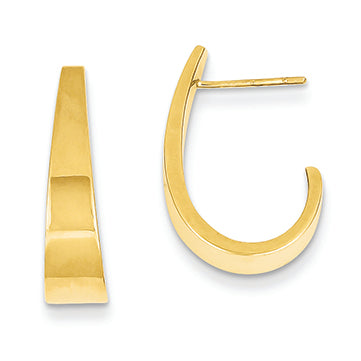 14K Gold Med. Polished J Hoop Earrings
