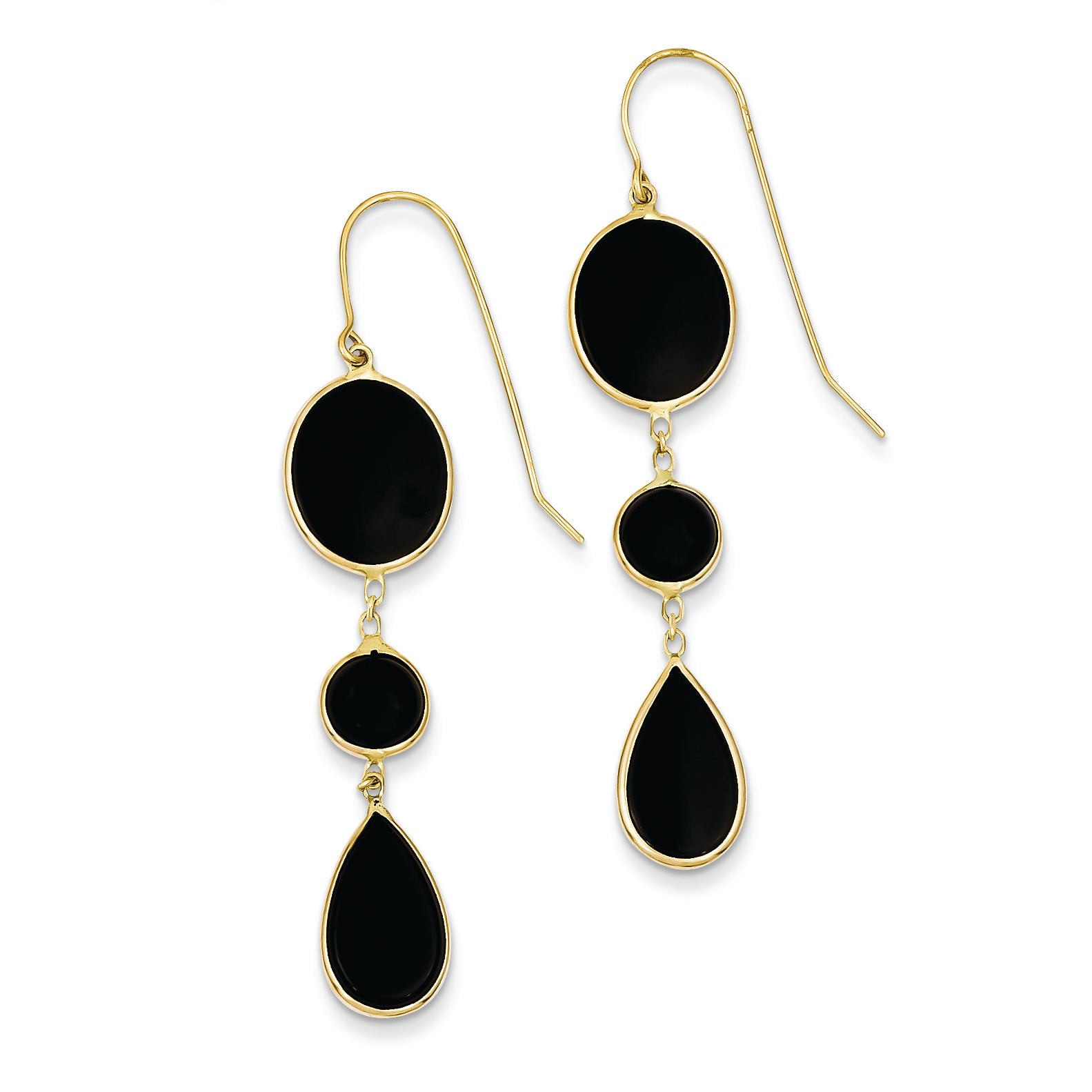 14K Gold Onyx Geometric Dangle Earrings