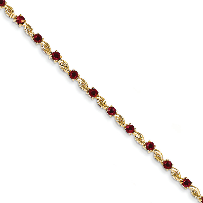 3.3 Carat 14K Gold African Ruby Round Bracelet