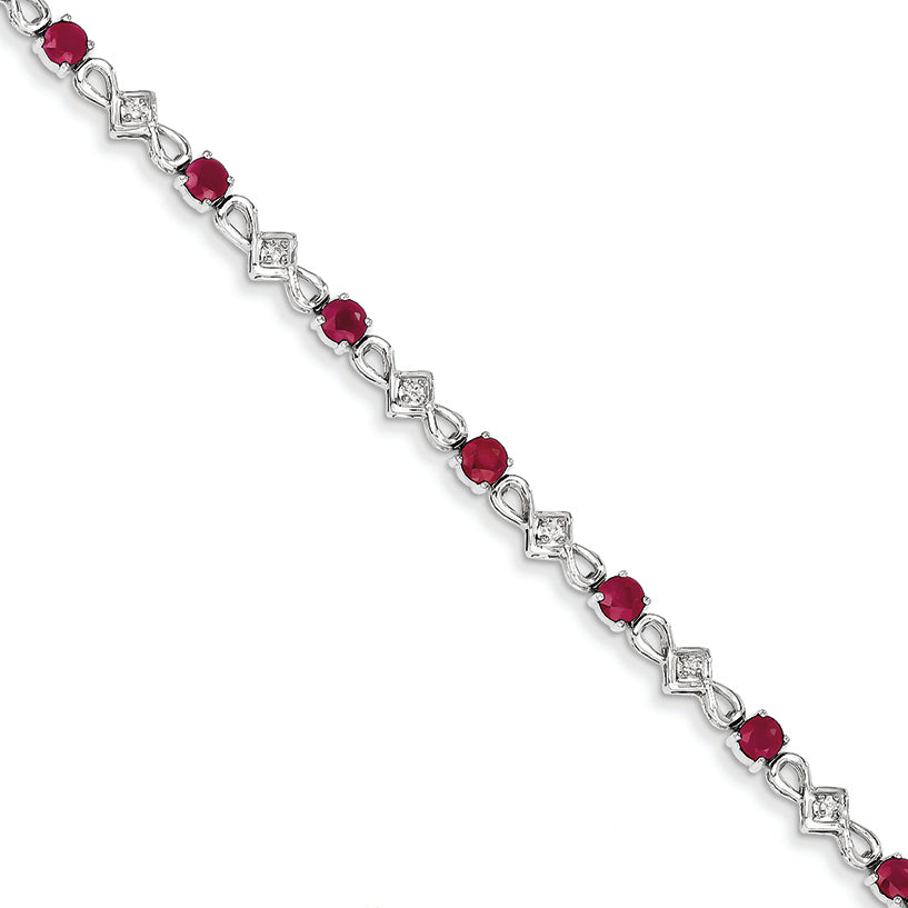3 Carat 14K White Gold Diamond and RubyBracelet