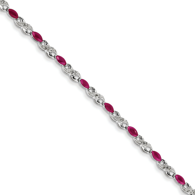 2.7 Carat 14K White Gold Diamond and Ruby Figure 8 Bracelet