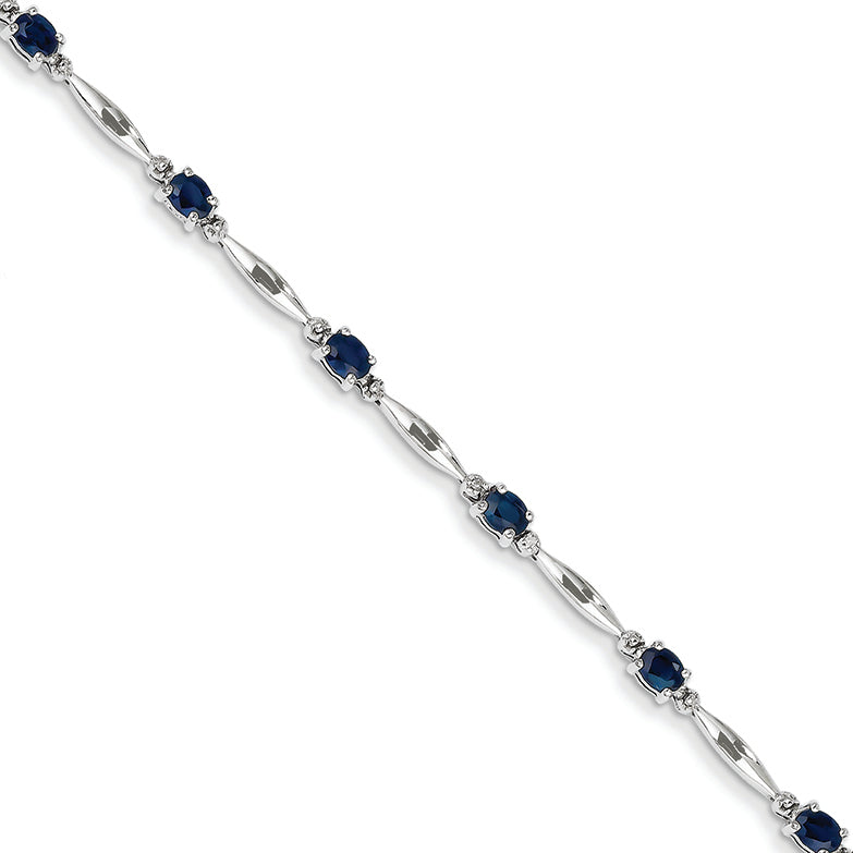 2.3 Carat 14K White Gold w/ Diamond and Sapphire Gemstone Bracelet