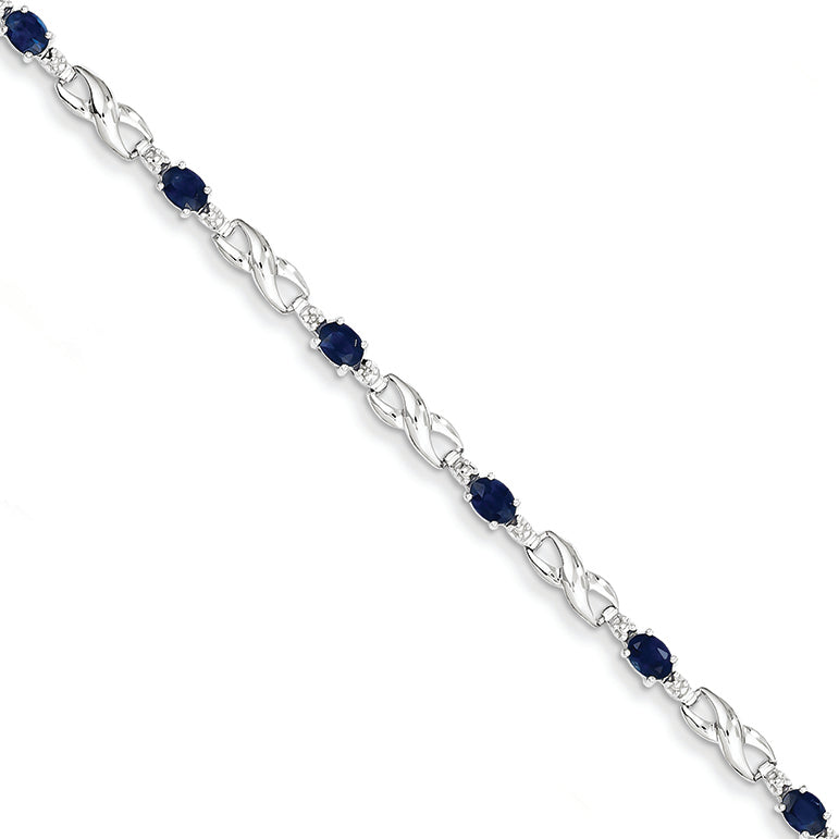 2.3 Carat 14K White Gold w/ Diamond and Sapphire Gemstone Bracelet