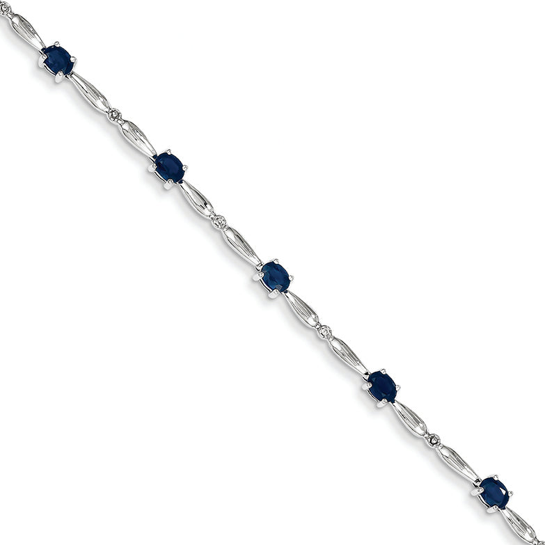 2.3 Carat 14K White Gold w/ Diamond and Sapphire Gemstone Bracelet