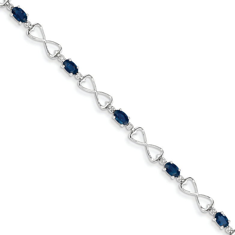 2.8 Carat 14K White Gold w/ Diamond and Sapphire Gemstone Bracelet