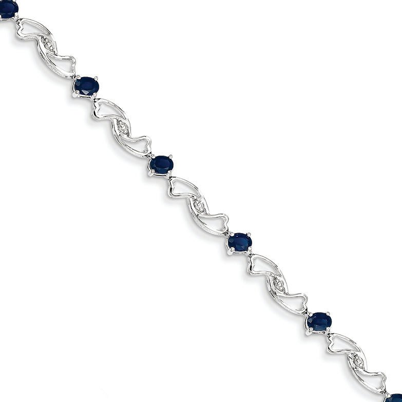 2.3 Carat 14K White Gold w/ Sapphire Gemstone Bracelet