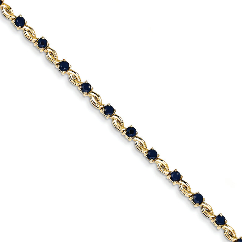 3.3 Carat 14K Gold Sapphire Round Bracelet
