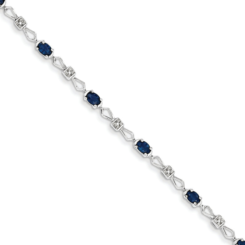 2.1 Carat 14K White Gold w/ Diamond and Sapphire Gemstone Bracelet