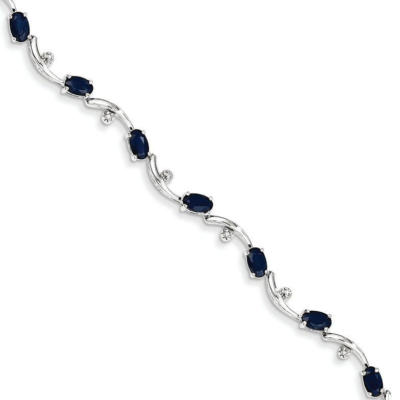 3.8 Carat 14K White Gold w/ Diamond and Sapphire Gemstone Bracelet
