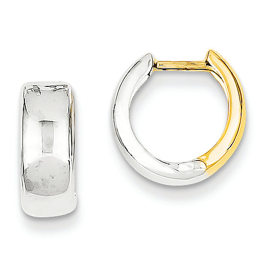 14K Gold Two-tone Hinged Hoop Earrings