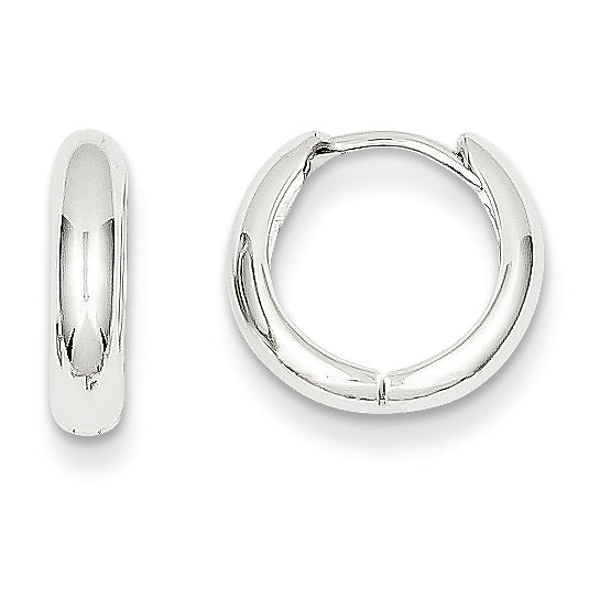14K White Gold Hinged Hoop Earrings