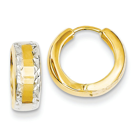 14K Gold & Rhodium Hinged Hoop Earrings