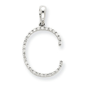 0.1 Carat 14K White Gold Diamond Initial C Pendant