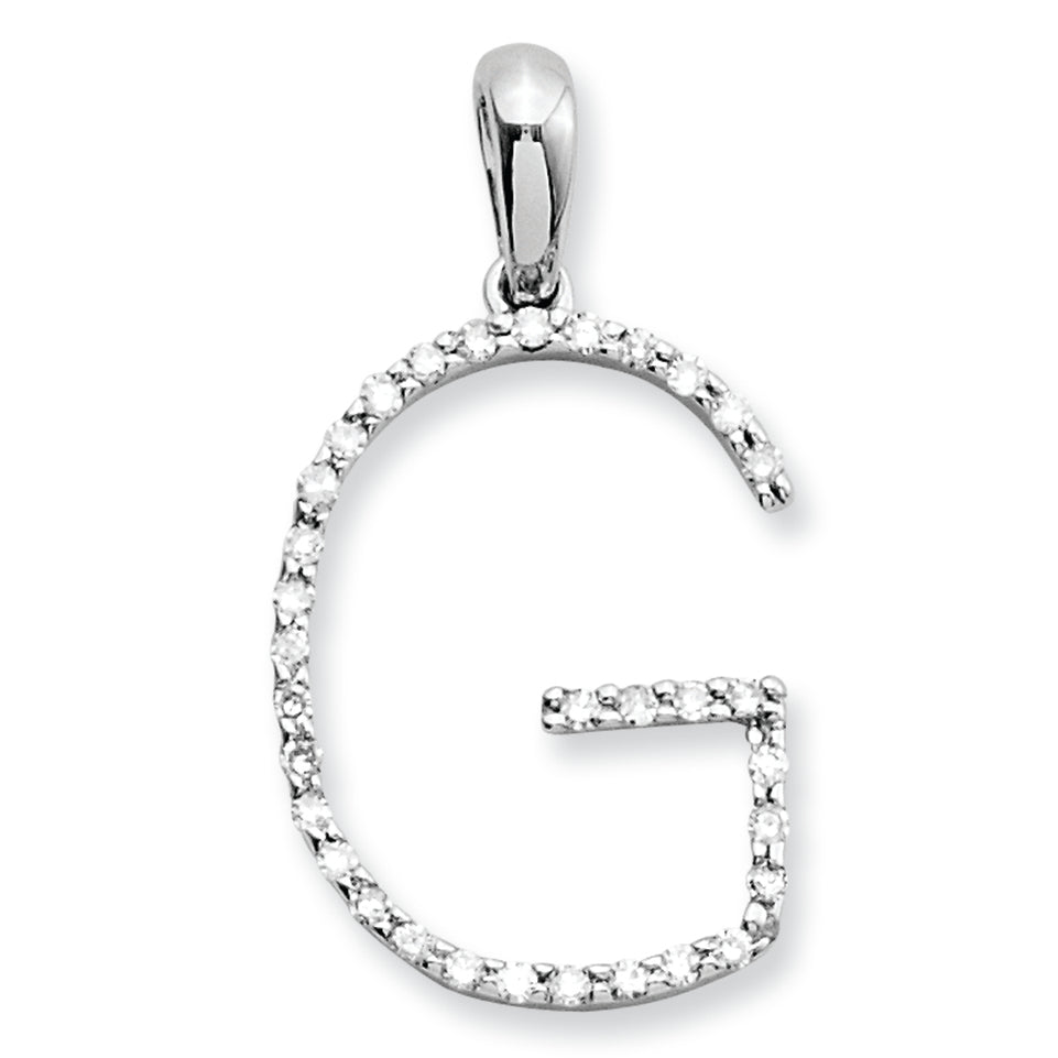 0.1 Carat 14K White Gold Diamond Initial G Pendant