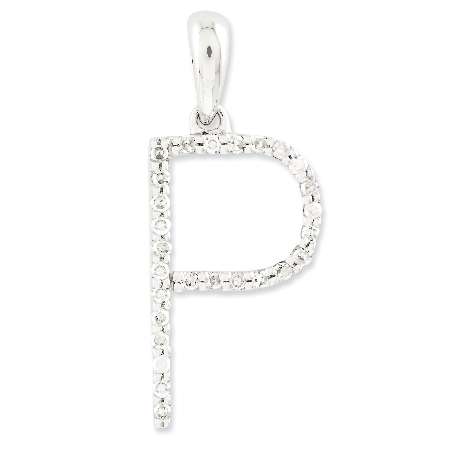 0.1 Carat 14K White Gold Diamond Initial P Pendant