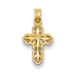 14K Gold Small Diamond-cut Cross Charm