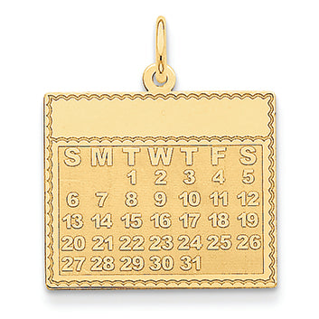14K Gold Wednesday the First Day Calendar Pendant