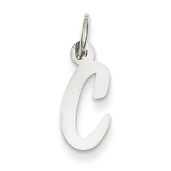 14K White Gold Small Slanted Block Initial C Char