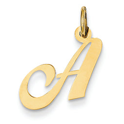 14K Gold Small Fancy Script Initial Charm